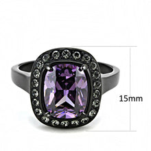 Load image into Gallery viewer, Black Womens Ring Anillo Para Mujer y Ninos Unisex Kids 316L Stainless Steel Ring with AAA CZ in Amethyst - Jewelry Store by Erik Rayo
