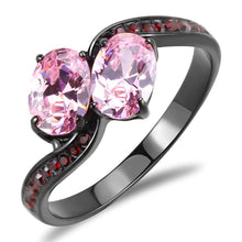 Load image into Gallery viewer, Black Womens Ring Anillo Para Mujer y Ninos Unisex Kids 316L Stainless Steel Ring with AAA Grade CZ in Rose - Jewelry Store by Erik Rayo
