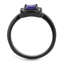 Load image into Gallery viewer, Black Womens Ring Anillo Para Mujer y Ninos Unisex Kids 316L Stainless Steel Ring with AAA Grade CZ in Tanzanite - Jewelry Store by Erik Rayo
