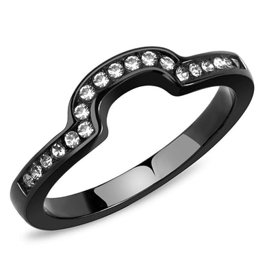 Black Womens Ring Anillo Para Mujer y Ninos Unisex Kids 316L Stainless Steel Ring with Top Grade Crystal in Clear - Jewelry Store by Erik Rayo