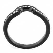 Load image into Gallery viewer, Black Womens Ring Anillo Para Mujer y Ninos Unisex Kids 316L Stainless Steel Ring with Top Grade Crystal in Clear - Jewelry Store by Erik Rayo
