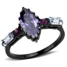Load image into Gallery viewer, Black Womens Ring Anillo Para Mujer Stainless Steel Ring AAA Grade CZ in Amethyst - Jewelry Store by Erik Rayo
