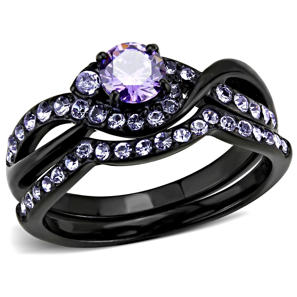 Black Womens Ring Anillo Para Mujer y Ninos Unisex Kids Stainless Steel Ring with AAA Grade CZ in Amethyst - Jewelry Store by Erik Rayo