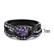 Load image into Gallery viewer, Black Womens Ring Anillo Para Mujer Stainless Steel Ring with AAA Grade CZ in Amethyst - Jewelry Store by Erik Rayo
