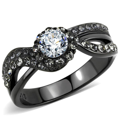 Black Womens Ring Anillo Para Mujer y Ninos Unisex Kids Stainless Steel Ring with AAA Grade CZ in Clear Adana - ErikRayo.com