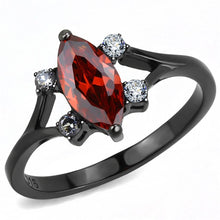 Load image into Gallery viewer, Black Womens Ring Anillo Para Mujer Stainless Steel Ring with AAA Grade CZ in Garnet - Jewelry Store by Erik Rayo
