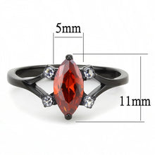 Load image into Gallery viewer, Black Womens Ring Anillo Para Mujer Stainless Steel Ring with AAA Grade CZ in Garnet - Jewelry Store by Erik Rayo

