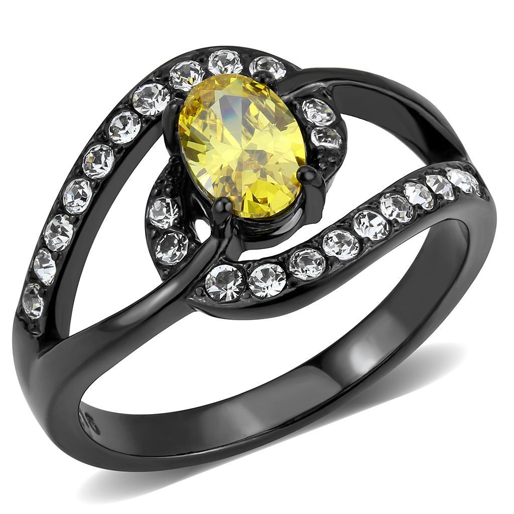 Black Womens Ring Anillo Para Mujer Stainless Steel Ring with AAA Grade CZ in Topaz - Jewelry Store by Erik Rayo