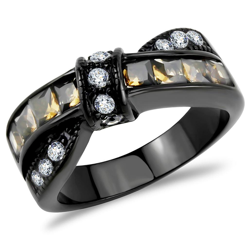 Black Womens Ring Anillo Para Mujer Stainless Steel Ring with Glass in Brown - Jewelry Store by Erik Rayo