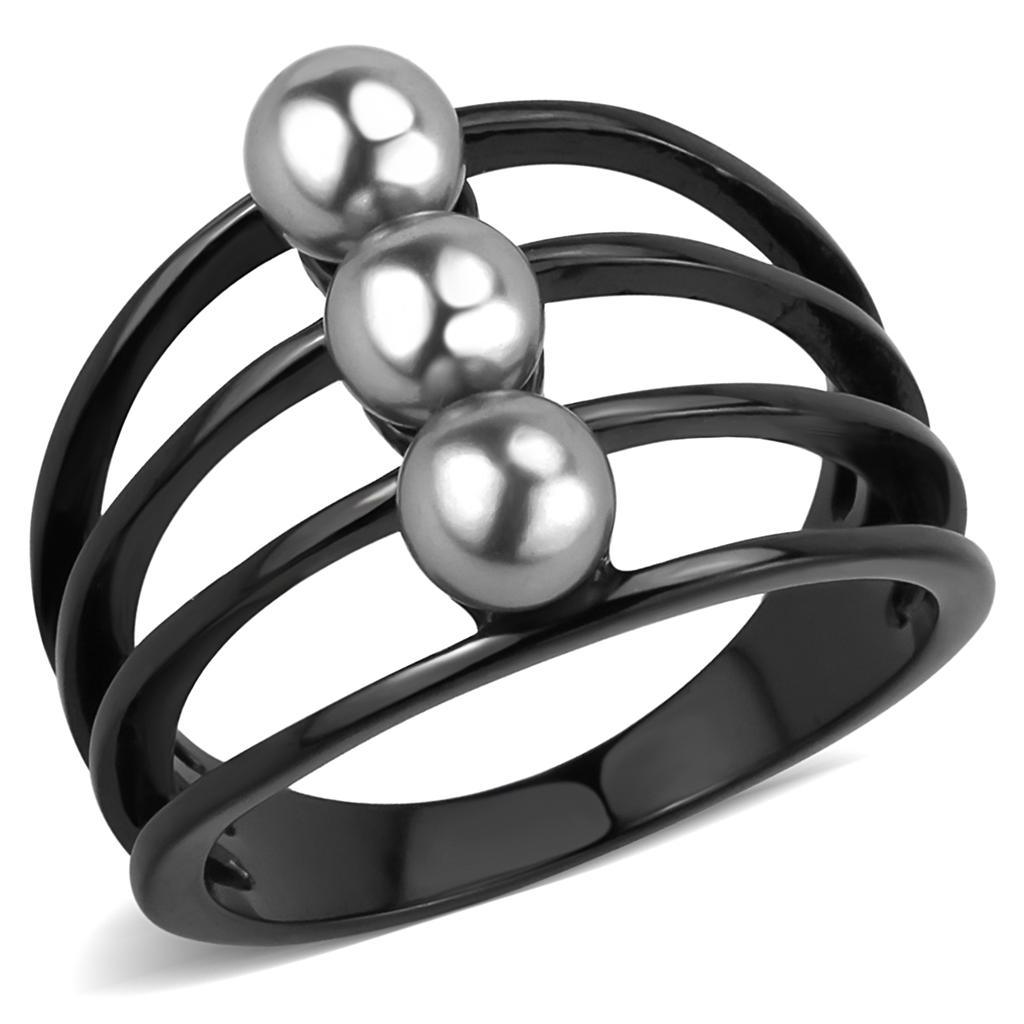 Black Womens Ring Anillo Para Mujer y Ninos Unisex Kids Stainless Steel Ring with Pearl in Gray - ErikRayo.com