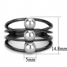 Load image into Gallery viewer, Black Womens Ring Anillo Para Mujer y Ninos Unisex Kids Stainless Steel Ring with Pearl in Gray - ErikRayo.com
