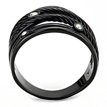 Load image into Gallery viewer, Black Womens Ring Anillo Para Mujer Stainless Steel Ring with Top Grade Crystal in Aurora Borealis (Rainbow Effect) - Jewelry Store by Erik Rayo
