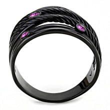 Load image into Gallery viewer, Black Womens Ring Anillo Para Mujer Stainless Steel Ring with Top Grade Crystal in Fuchsia - Jewelry Store by Erik Rayo
