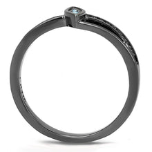Load image into Gallery viewer, Black Womens Ring Anillo Para Mujer y Ninos Unisex Kids tainless Steel Ring with Top Grade Crystal in Sea Blue - ErikRayo.com
