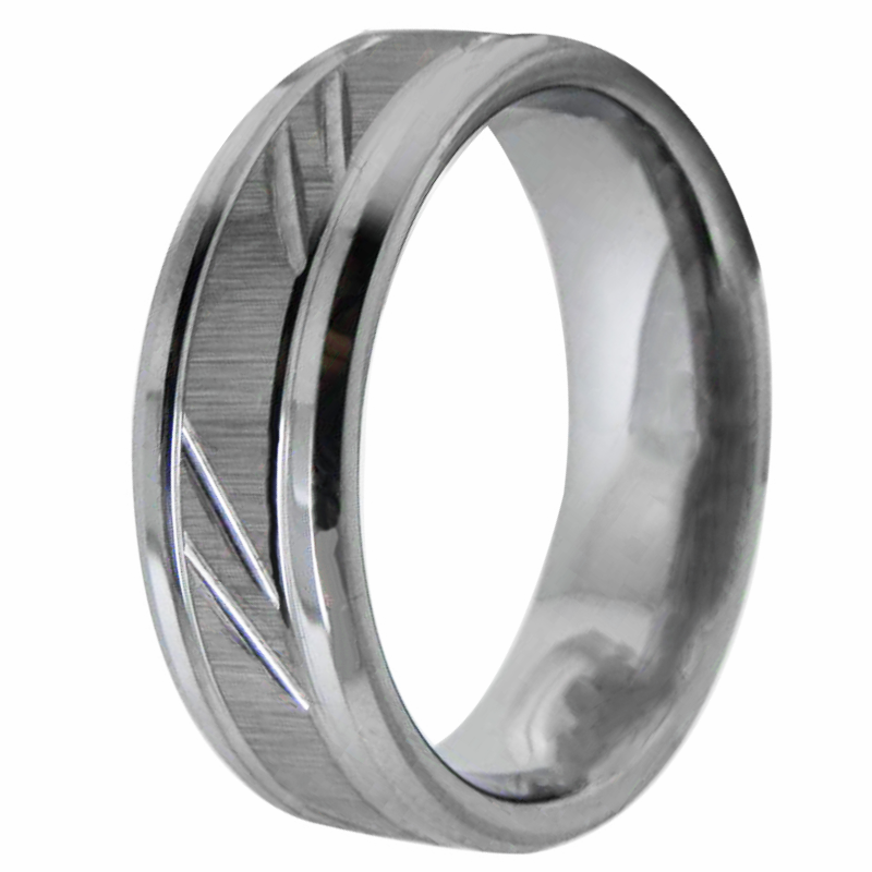 Men's Wedding Band Rings - Silver Leaf Brushed Style - Wedding Rings for Men and Women