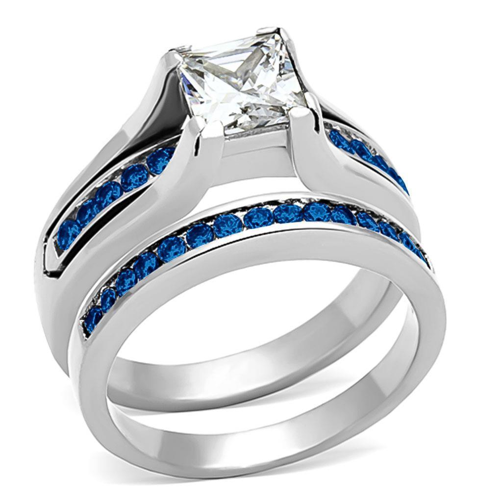 Blue Womens Ring Silver 316L Stainless Steel Anillo Azul Plata Para Mujer Acero Inoxidable - Jewelry Store by Erik Rayo