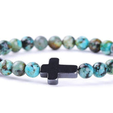 Load image into Gallery viewer, Bracelet Jesus Cross Christian Beaded Wristlet Howlite Natural Africa Stones - Jewelry Store by Erik Rayo
