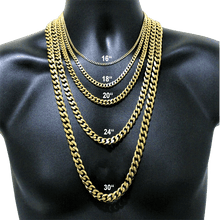 Load image into Gallery viewer, Cadenas Eslabon Cubano Collares De Acero Inoxidable Color Dorado Oro - Jewelry Store by Erik Rayo
