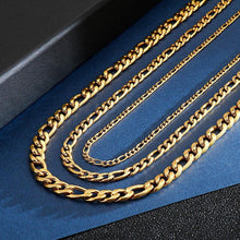 Load image into Gallery viewer, Cadenas Figaro Collares De Acero Inoxidable Color Dorado Oro - Jewelry Store by Erik Rayo
