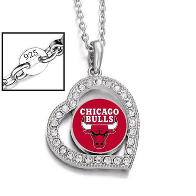 Chicago Bulls Womens Silver Link Chain Necklace With Pendant D19 - ErikRayo.com