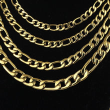 Load image into Gallery viewer, Collares Figaro Cadenas De Acero Inoxidable Color Dorado Oro - Jewelry Store by Erik Rayo
