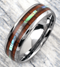 Load image into Gallery viewer, Mens Wedding Band Rings for Men and Women Hawaiian Koa Wood and Abalone
