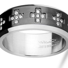Load image into Gallery viewer, Cross Band Ring Size 8-12 Stainless Steel Black 0.55 Carat CZ Cross Eternity - Jewelry Store by Erik Rayo
