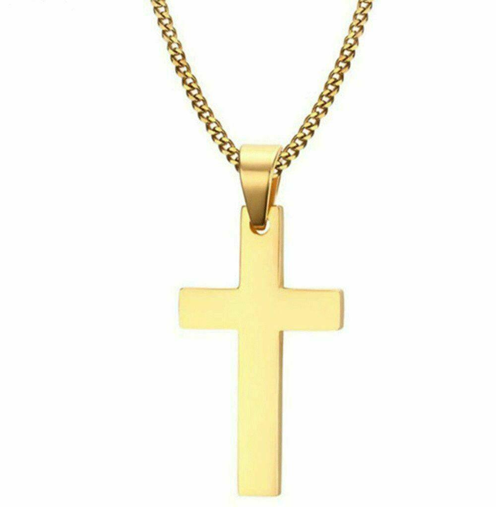Cross Pendant Necklace Stainless Steel 24 Inch Chain - Jewelry Store by Erik Rayo