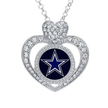 Load image into Gallery viewer, Dallas Cowboys Necklace Valentine&#39;s Heart Womens CZ Pendant And Sterling Silver Chain Necklace - ErikRayo.com
