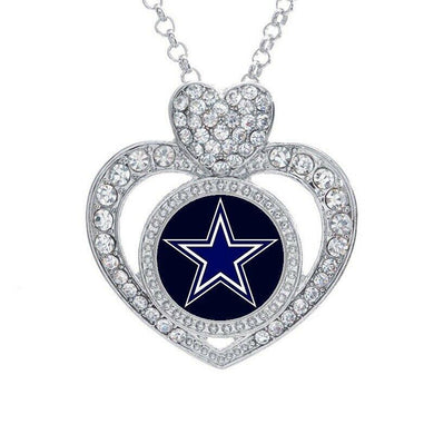 Dallas Cowboys Necklace Valentine's Heart Womens CZ Pendant And Sterling Silver Chain Necklace - ErikRayo.com