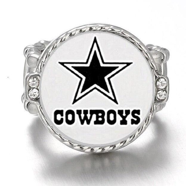 Dallas Cowboys Ring Adjustable Jewelry Silver Plated Mens Womens Chain Football NFL Team - One Size Fits All - ErikRayo.com