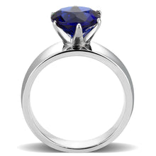 Load image into Gallery viewer, Dark Blue Silver Womens Ring Solitaire 316L Stainless Steel Zircoin Anillo Azul Oscuro y Plata Para Mujer Solitario Acero Inoxidable - Jewelry Store by Erik Rayo
