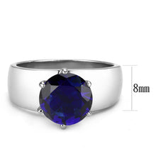 Load image into Gallery viewer, Dark Blue Silver Womens Ring Solitaire Stainless Steel Zircoin Anillo Azul Oscuro y Plata Para Mujer Solitario Acero Inoxidable - ErikRayo.com
