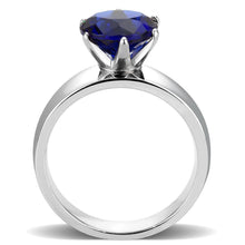 Load image into Gallery viewer, Dark Blue Silver Womens Ring Solitaire Stainless Steel Zircoin Anillo Azul Oscuro y Plata Para Mujer Solitario Acero Inoxidable - Jewelry Store by Erik Rayo
