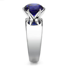 Load image into Gallery viewer, Dark Blue Silver Womens Ring Solitaire Stainless Steel Zircoin Anillo Azul Oscuro y Plata Para Mujer Solitario Acero Inoxidable - Jewelry Store by Erik Rayo
