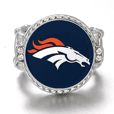 Denver Broncos Ring Adjustable Jewelry Silver Plated Mens Womens Chain Football NFL Team - One Size Fits All - ErikRayo.com