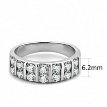 Load image into Gallery viewer, Dual Row Round Cut CZ Stainless Steel Wide Band Promise Wedding Engagement Ring Anillo Para Mujer - Jewelry Store by Erik Rayo
