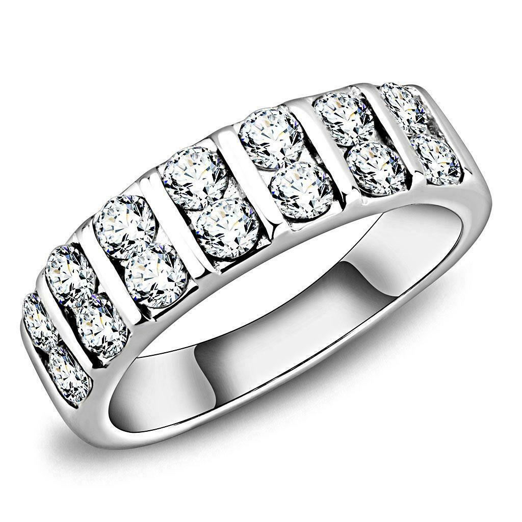 Dual Row Round Stainless Steel Band Engagement Ring Anillo Para Mujer - Jewelry Store by Erik Rayo