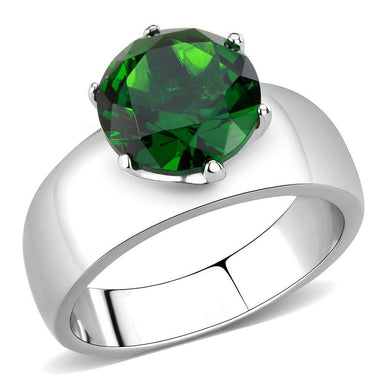 Emerald Green Silver Womens Ring Solitaire 316L Stainless Steel Zircoin Anillo Esmeralda Verde y Plata Para Mujer Solitario Acero Inoxidable - Jewelry Store by Erik Rayo