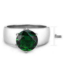Load image into Gallery viewer, Emerald Green Silver Womens Ring Solitaire 316L Stainless Steel Zircoin Anillo Esmeralda Verde y Plata Para Mujer Solitario Acero Inoxidable - Jewelry Store by Erik Rayo
