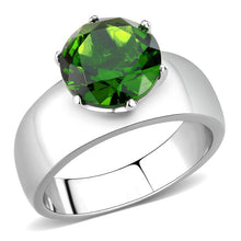 Load image into Gallery viewer, Emerald Green Silver Womens Ring Solitaire 316L Stainless Steel Zircoin Anillo Esmeraldo Verde y Plata Para Mujer Solitario Acero Inoxidable - Jewelry Store by Erik Rayo
