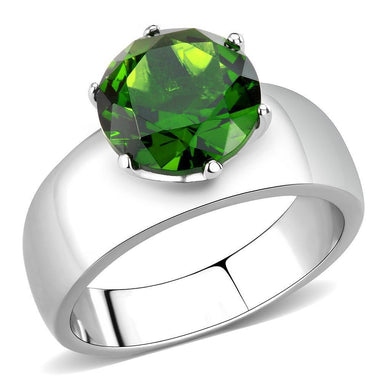 Emerald Green Silver Womens Ring Solitaire 316L Stainless Steel Zircoin Anillo Esmeraldo Verde y Plata Para Mujer Solitario Acero Inoxidable - Jewelry Store by Erik Rayo