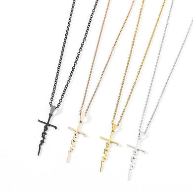 Faith Cross Necklace Stainless Steel Pendant 24 inch Chain - Jewelry Store by Erik Rayo