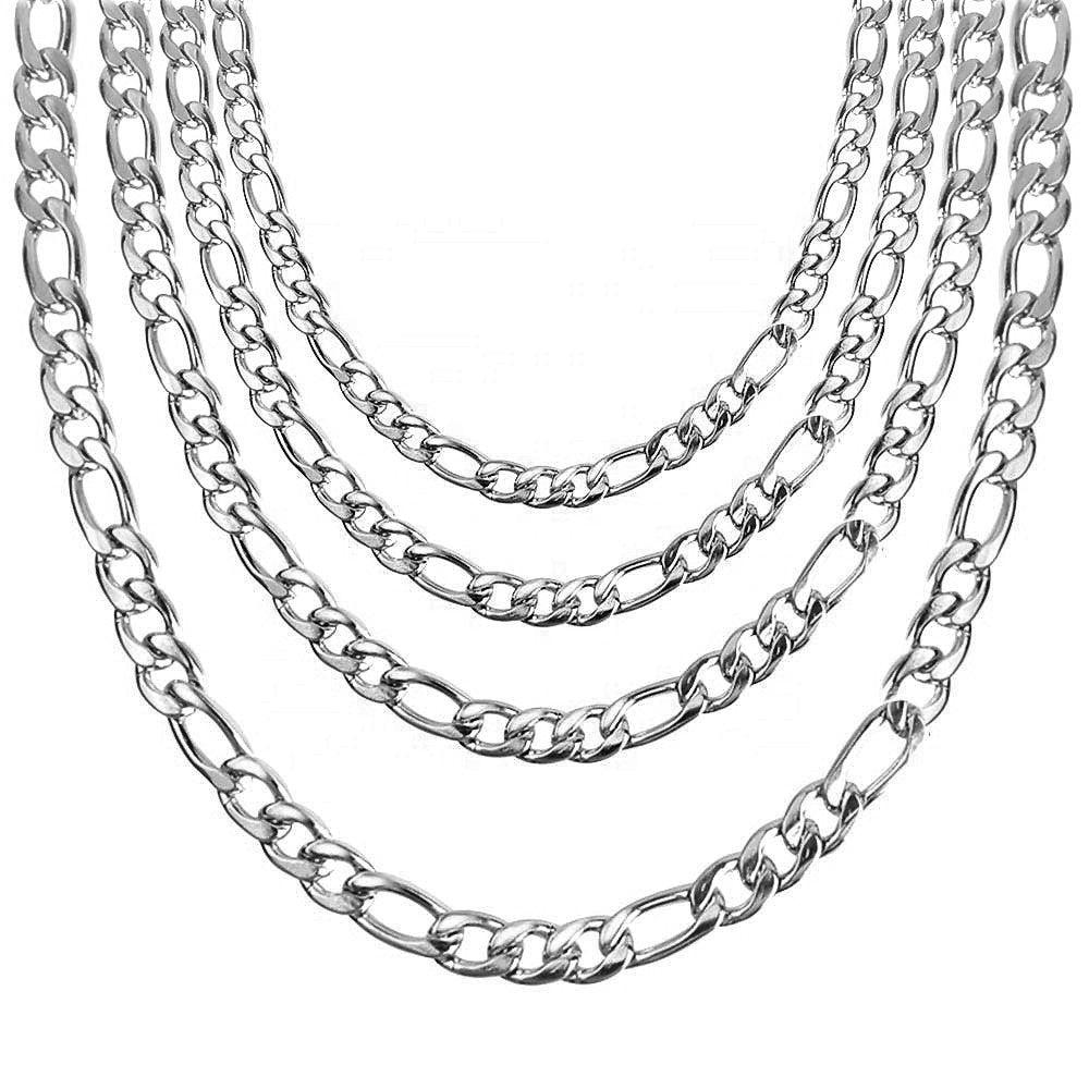 Figaro Chain Necklace for Men and Women Stainless Steel in Silver - ErikRayo.com