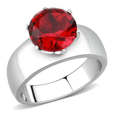 Garnet Red Silver Womens Ring Solitaire Stainless Steel Zircoin Anillo Rojo y Plata Para Mujer Solitario Acero Inoxidable - Jewelry Store by Erik Rayo