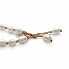 Load image into Gallery viewer, Genuine Freshwater Pearl Necklace 28&quot; Long 10mm Bead Beige Suede Tassel - Jewelry Store by Erik Rayo
