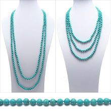 Load image into Gallery viewer, Genuine Natural Turquoise Necklace 60&quot; Long 8mm Bead Stranded - Jewelry Store by Erik Rayo
