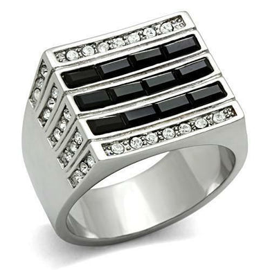 Gift For Him Men's Rings Stainless Steel Black Onyx Sapphire CZ Square - ErikRayo.com