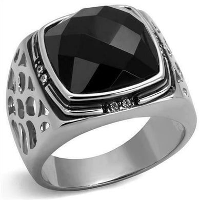 Gift For Him Men's Rings Stainless Steel Cushion Black Onyx & CZ - Jewelry Store by Erik Rayo