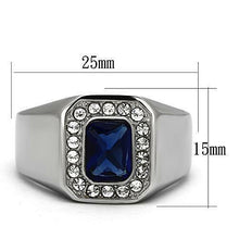 Load image into Gallery viewer, Gift For Him Men&#39;s Rings Stainless Steel Dark Blue Sapphire CZ - Jewelry Store by Erik Rayo
